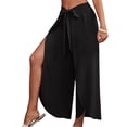 thumbnail image 2 of Pants for Women Chambray Women Linen Casual Pants S with Pockets for Summer Business Attire Casual Athletic Lady Fashion Summer Winter Sports Wide Leg Black S, 2 of 9