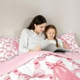 thumbnail image 5 of Castle Fairy Boys Girls Personalized Initial A Bedding Comforter Set 2pcs,Kawaii Pink Ribbon Bow Twin Comforter Sets Microfiber,Abstract Geometric Plaid Checkered Breathable Bedding Set, 5 of 8