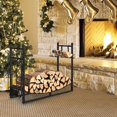 thumbnail image 2 of 30 Inch Firewood Rack, Indoor/Outdoor Fireplace Wood Storage Stand with Fireplace Tools Set & Kindling Holder, Heavy Duty Fire Log Stacker Holder for Stove Fire Pit, 2 of 7