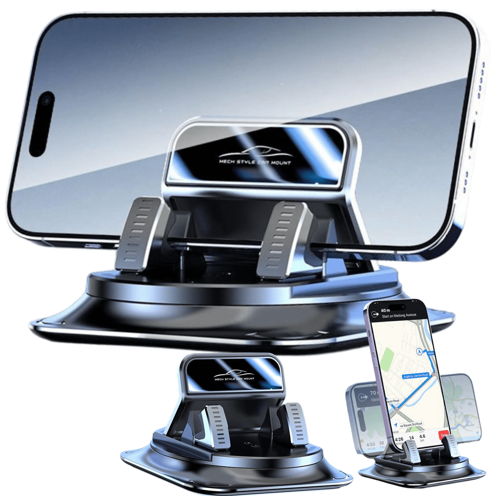 360 Degree Rotation Dashboard Phone Holder for Car, 2026 NEW Anti-Slip Grips & One-Hand Operation Car Cell Phone Mount with Adjustable Spring Clip, Compatible with iPhone and All Smartphones for Cars
