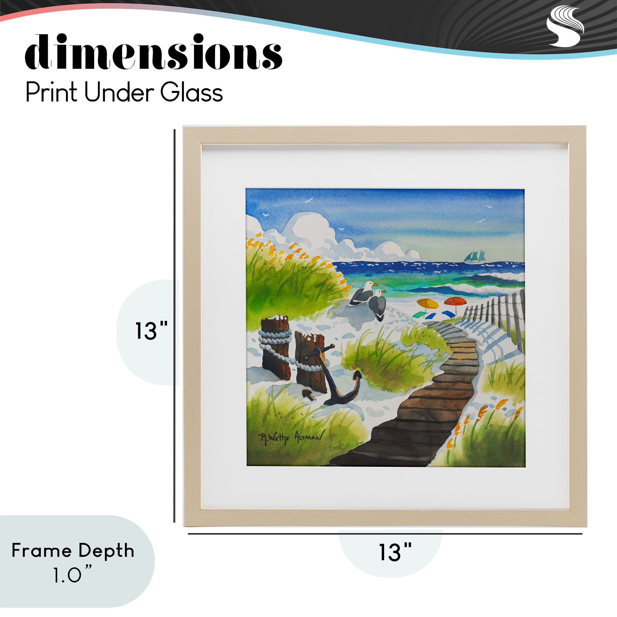 Stupell Industries Seagull & Anchor on Shore Birch Framed Print Under Glass, design by Robin Altman