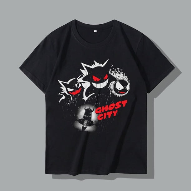 Camiseta de Pokémon Gengar para niño, ropa de algodón puro, hip hop, manga corta, letras de anime estampadas, cuello redondo qym unisex