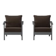 thumbnail image 2 of WestinTrends Avalon Outdoor Modern HDPE Patio Club Chairs with Deep Seat Cushions (Set of 2), Gray/Brown, 2 of 5