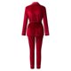 thumbnail image 2 of Pijamas a juego Gibobby Cárdigan de traje de terciopelo dorado de manga larga de otoño e invierno para mujer (Rojo, S), 2 of 4