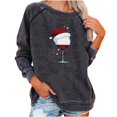 thumbnail image 2 of Nouveaux Hauts pour Femmes 2023 Manches Longues Col Rond Hauts Chemises Amples Imprimé de Noël Blouse Graphique Coupe Décontractée Chandail en Molleton Oversize pour Femmes, 2 of 6