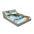 thumbnail image 2 of Ambesonne Beach Fitted Sheet & Pillow Sham Set, Nautical Sand Landscape, Queen, Green Ivory Blue, 2 of 2