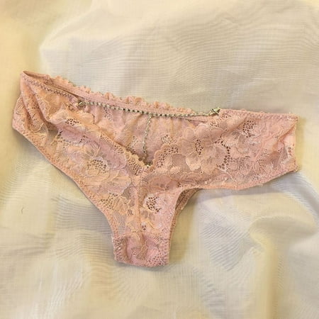BUYISI Womens Lace Panties Sexy LowRise Hollow Briefs Chain Shiny Transparent Underwear Flower Embroidery Underpants Female Underwear Pink M