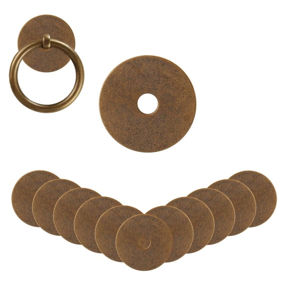 12Pcs Round Brass Backplate Washers Antique Bronze Gasket 1.16Inch Hardware Classical Furniture Decoration Hardware Accessories for Drawer Dresser Closet Wardrobe Cupboard Decoration