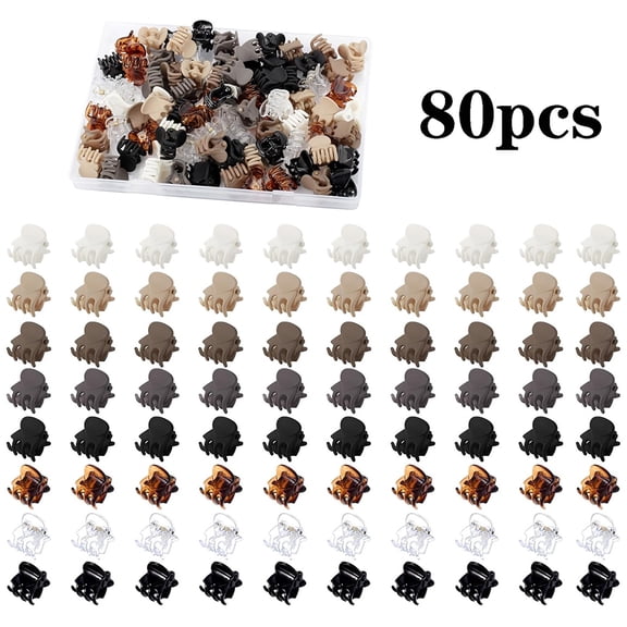 Small Hair Clips, 80 Pcs Mini Matte Hair Claw Clips for Short Hair, Cute Small Claw Clips for Women and Girls, 8 Colors, Tiny Hair Clips for Thin Hair, Smooth Edges