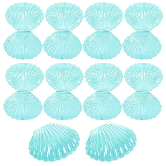 MLINS 10pcs Plastic Seashell Boxes Mini Seas Shells Jewelry Box For Wedding Favors Birthday Treats Party Decorations And Coastal Themed Events