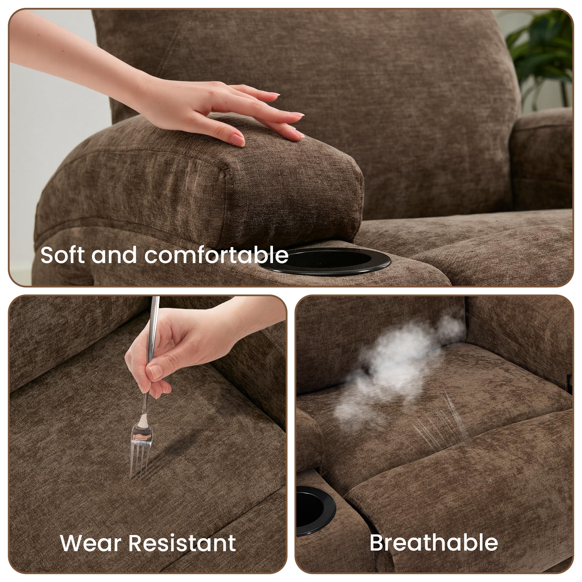 Recliner Chair, 360 Swivel Rocker Recliner Chair for Adults with Massage and Heat, Electric Glider Rocking Chairs for Living Room, Nursery