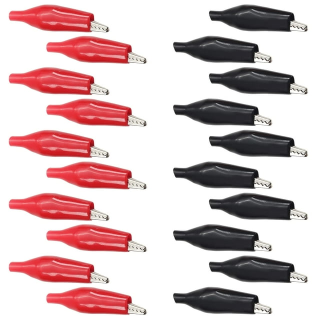 HUGFEGWE 50Pcs 3A Alligator Clips Clamps, Crocodile Alligator Jumper Electric Test Clips Helper with Protective Insulation Cover Red and Black U2536-19581