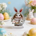 thumbnail image 2 of Easter Decoration, 2D Acrylic Silver Bunny Egg Print Desktop Ornament, for Living Room Bedroom Festival Ornaments, Not 3D, 2 of 8