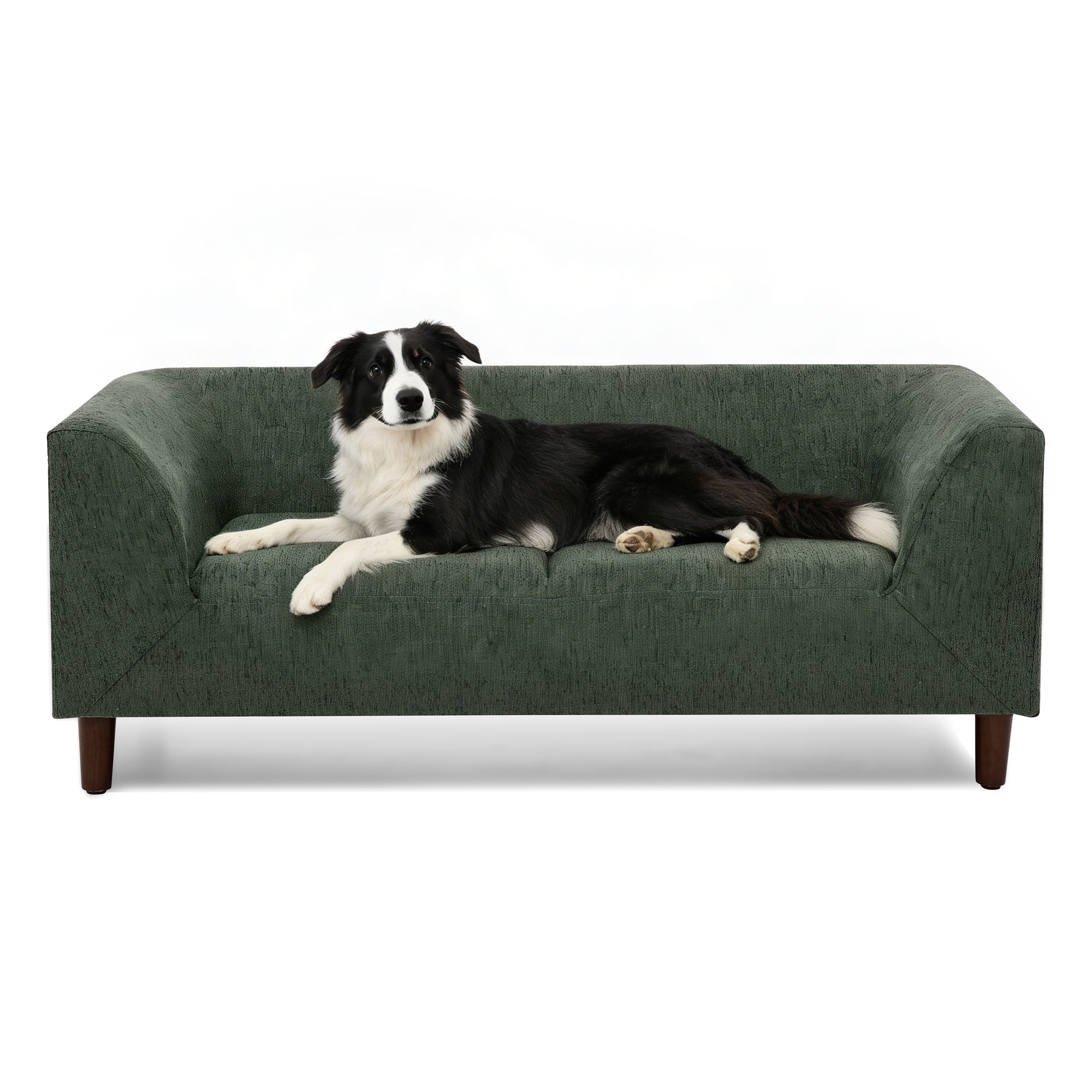 YIYADO Olive Green Modern Rectangular Pet Sofa with Backrest & Armrests, Soft Comfortable Dog Couch for Small & Medium Dogs, Sturdy Pet Furniture with Short Legs