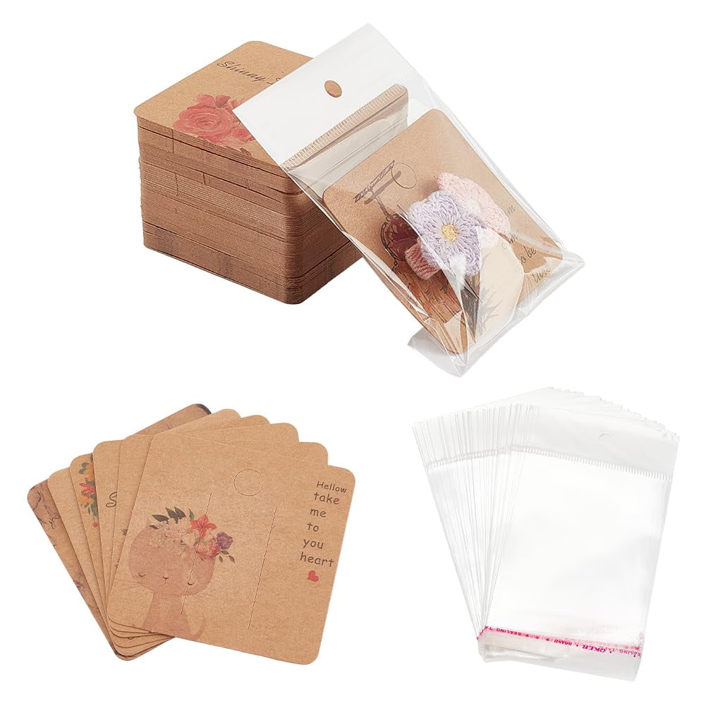 100 Pcs White Hair Clip Display Cards - 3.75x3.25 Inch Cardboard Holders For Barrettes, Claw Clips, Jewelry - Retail Or Organizing