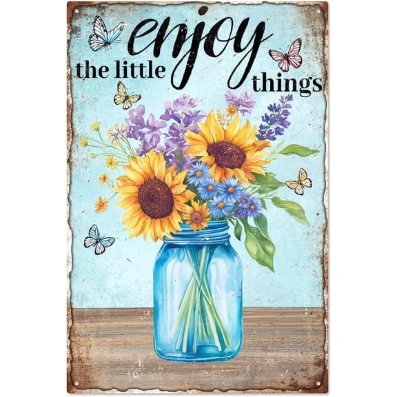 Vintage Sunflower Bouquet Metal Tin Sign 7.8x11.8 Inch Funny Retro Gardening Tin Sign Gardener Gift Wall Art Plaque Decor Outdoor Spring Poster Decor for Garden Yard Porch Home Decorations Colorful