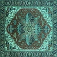 thumbnail image 1 of Ahgly Company Machine Washable Indoor Square Persian Turquoise Blue Traditional Area Rugs, 5' Square, 1 of 4