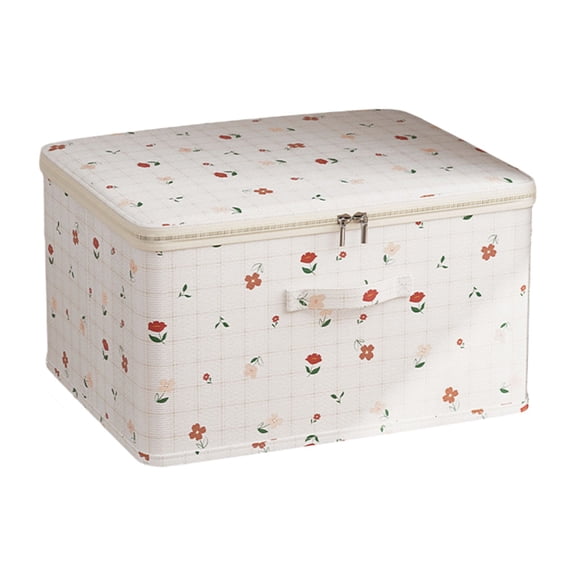COM1950s Foldable Storage Bins with Lids, Collapsible Oxford Cloth Storage Boxes for Clothes, Large Capacity Organizer Cubes with Handles for Bedroom Closet, Floral Pattern