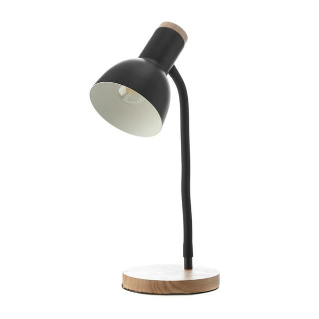 Lámpara de Mesa Decolamp Estilo Contemporáneo Base Tipo Madera y Metal Negro S3034
