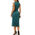 thumbnail image 3 of INSPIRE CHIC Satin Sleeveless Dress for Women's Stand Collar Tie Ruched Waist Dresses, 3 of 5
