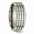 thumbnail image 4 of Grey Titanium Ring Band Wedding 8mm Grooved Polished, 4 of 6