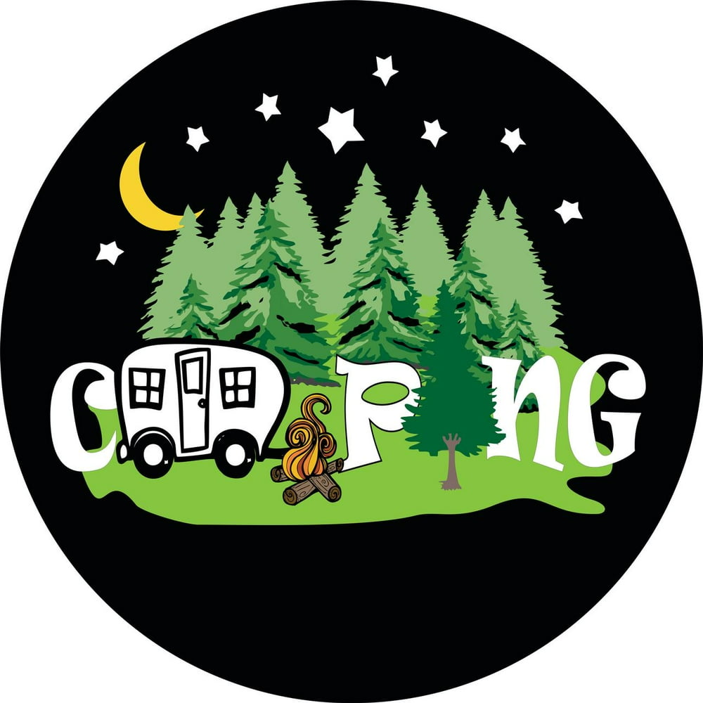 Tire Cover Central Retro Camper Spare Tire Cover Black Vinyl 255/70r18
