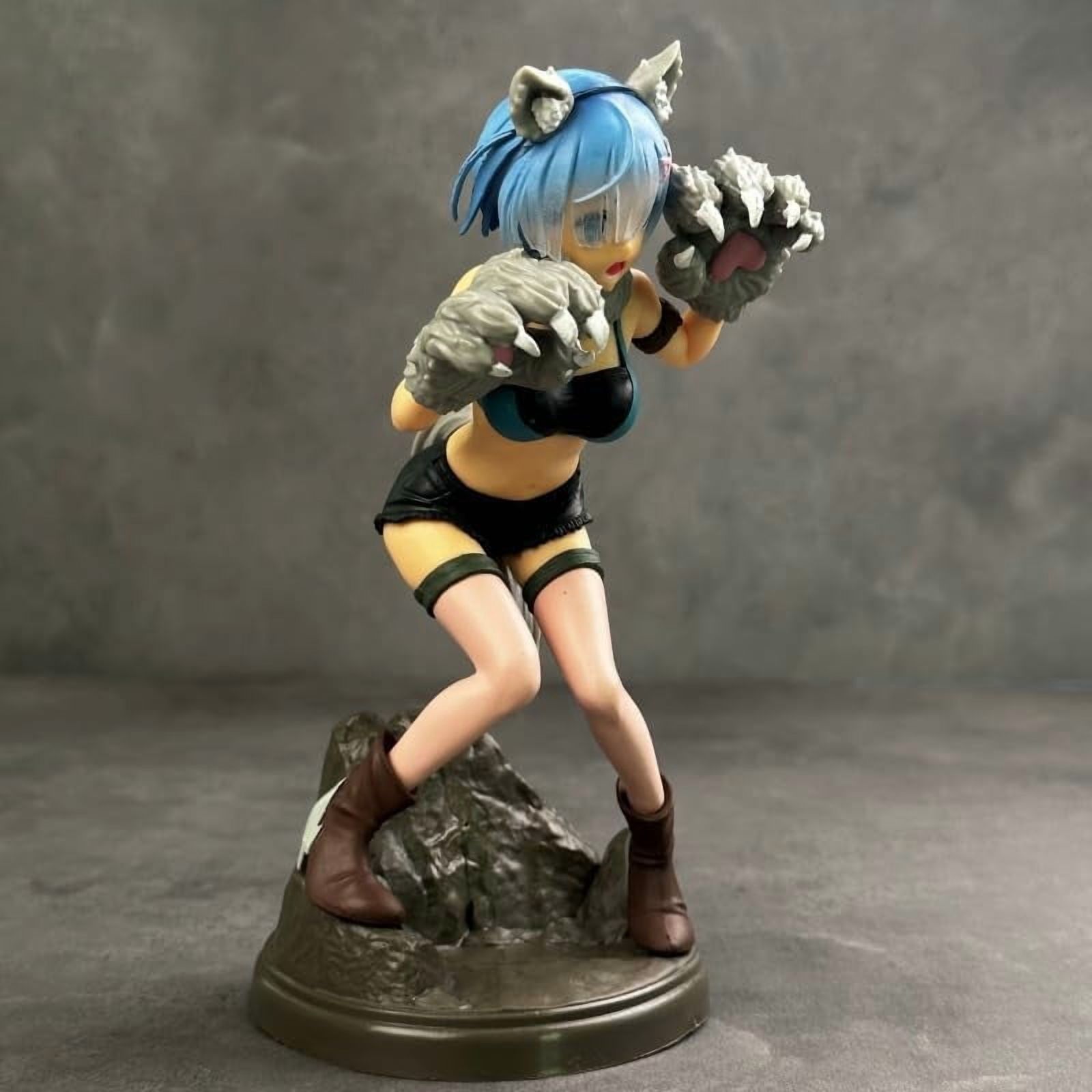 New Rem Figure, Standing Wolf Dressed Rem Action Figures 19cm/7.5inch PVC Character Cosplay Model Collectible Handicrafts for Anime Fans Gift