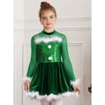 thumbnail image 5 of YiZYiF Kids Girls Christmas Dance Dress Velvet Santa Holiday Festival Xmas Figure Ice Skating Dress Green-A 6, 5 of 7