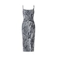thumbnail image 1 of Sedceaty Women Sling Midi Dress Spaghetti Strap Low-cut Open Back Split Solid Color/Zebra Printed Ruched Dresses, 1 of 9