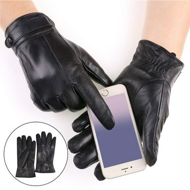 Mens Winter Leather Gloves for Driving Dress Real Sheepskin Warm Lined Accessories