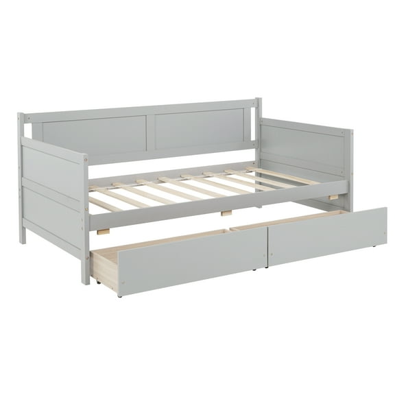 LiviNest Twin Size Daybed with Storage Drawers: Modern Pine Wood Sofa Bed - 2 Hideaway Drawers Space Saving Design for Small Apartments & Vacation Rentals