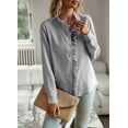 thumbnail image 4 of ZANKLEY Shirts for Women Long Sleeve Shirt Button Down Loose Outfits Blouse Tops, 4 of 11