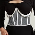 thumbnail image 2 of SRZYMJ Underbust Corset Belts for Women Lace Up Tie Back Bustier Sheer Mesh Cincher Waist Belt, 2 of 5