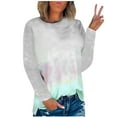 thumbnail image 1 of RKSTN Chandails pour Femmes Manches Longues Mode Hauts à Col Rond Imprimés Teinture sur Nœuds Décontractés Sortie Blouses Amples, 1 of 3