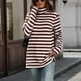thumbnail image 2 of yillto Mock Neck Tops for Womens Sweaters Oversized Baggy Striped Long Sleeve Fall Trendy Clothes, 2 of 5
