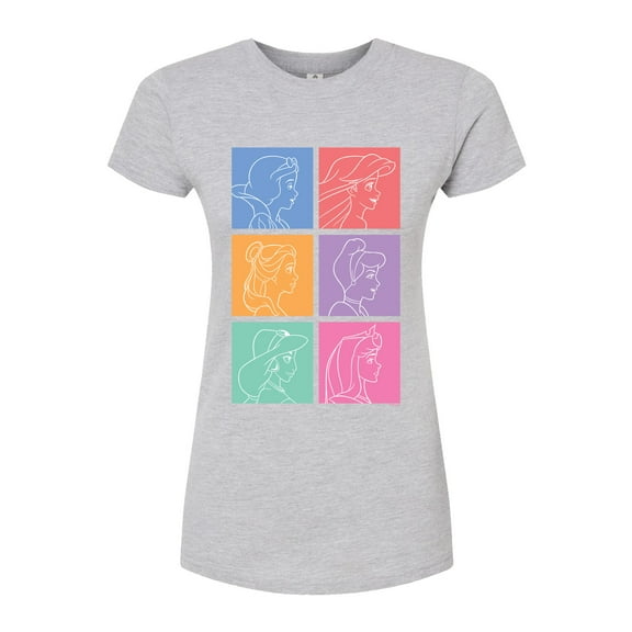 Disney Princesses - Snow White, Ariel, Belle, Cinderella, Jasmine & Aurora - Juniors Fitted Graphic T-Shirt