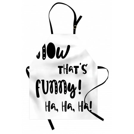 

Funny Words Apron Vintage Doodle Typography with Fun Letters Laughing Time Hilarious Jokes Unisex Kitchen Bib with Adjustable Neck for Cooking Gardening Adult Size Black White by Ambesonne