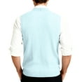 thumbnail image 4 of Huankd Mens Sweater Vest Sleeveless Classic Business Casual Cable Knit Cardigan Sweater V Neck Button Down Pullover Vest Light Blue S, 4 of 7