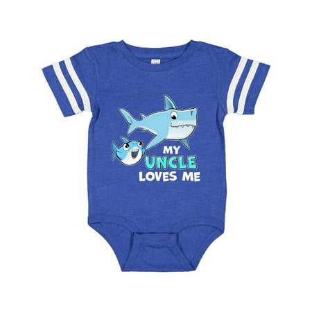 

Inktastic My Uncle Loves Me with Cute Sharks Gift Baby Boy or Baby Girl Bodysuit