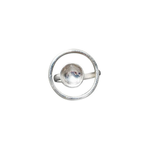 Heaven Crafts Sterling Silver Circle Disc Ring Unique Boho Dainty Ring For Women