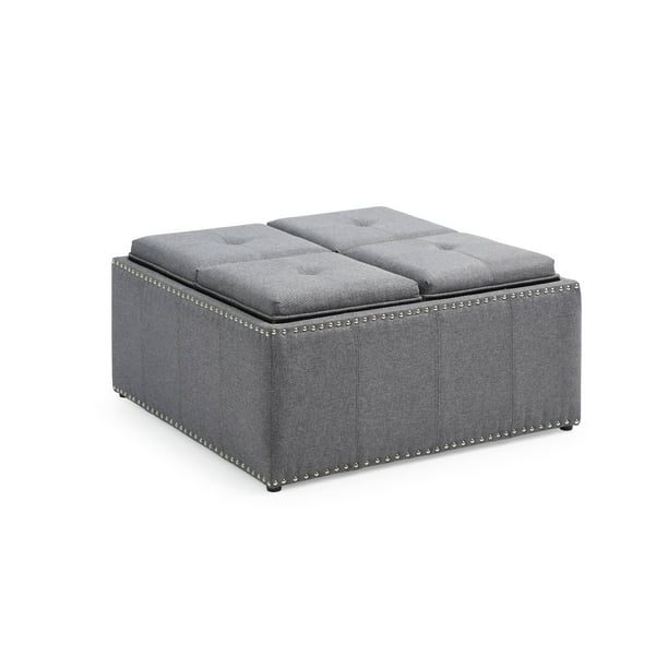 Coffee Table Storage Ottoman With Trays, Gray Storage Ottoman Coffee Table