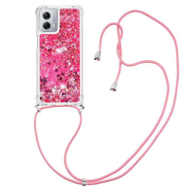Funda FOXDOCK para Motorola Moto G 5G 2023 con Cuerda Ajustable, Brillo Líquido, Protección Antigolpes y Lente – Ideal para Regalo