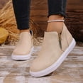 thumbnail image 2 of Rokment Platform Booties for Women Fall Winter Fashion Casual Suede Side Zipper Flat Walking Work Short Ankle Boots Beige Size 6.5, 2 of 7