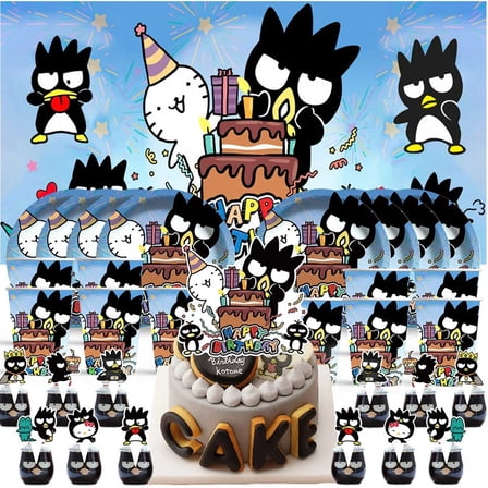 Badtz maru Birthday Cups Party Supplies Decor Backdrop Paper Plates Fans Decorations Banner
