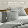 thumbnail image 5 of Regency Heights King/Cal King Soft Washed Color Block Comforter Set 3-Piece Bedding Set Grey, 5 of 8