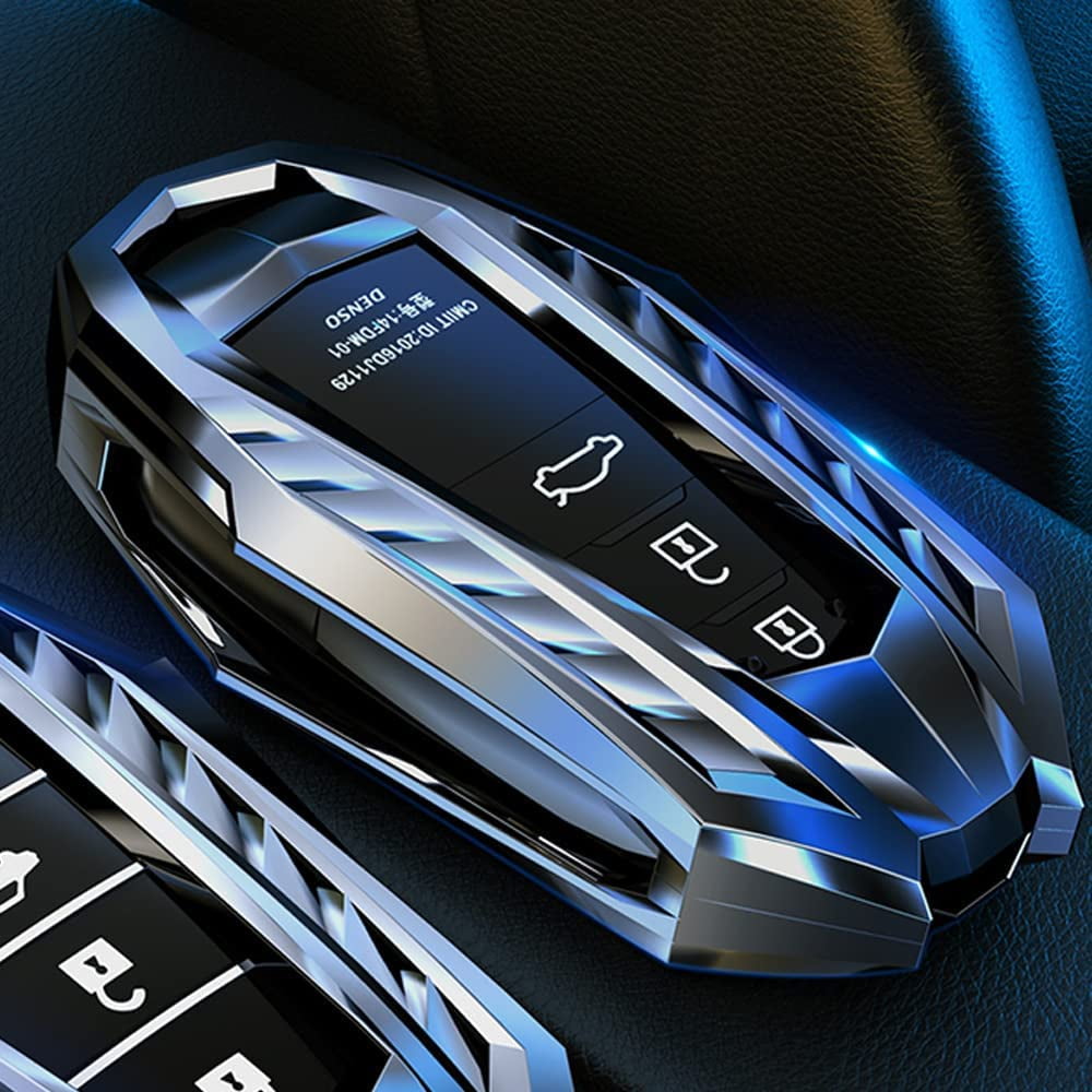 Compatible with Toyota 2018-2021 Highlander RAV4 Camry Avalon C-HR Prius Hybrid Corolla Prius Prime 3 4 Buttons Key Fob Cover Case Remote Holder Protector With key Chain (silver)
