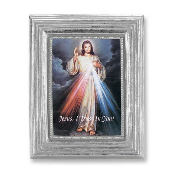 Divine Mercy Picture Framed Print Small, Silver-Leaf Frame