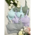 thumbnail image 3 of 4pcs Seamless Solid Bralettes, Comfortable Adjustable Straps Wireless Intimates Bra, Women's Lingerie & Underwear, 3 of 5