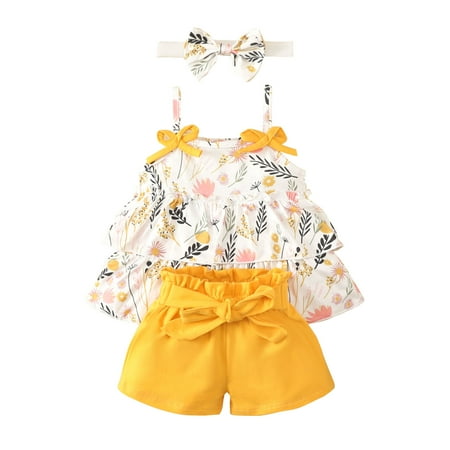 

ASEIDFNSA Toddler Spring Dresses for Girls Toddler Cardigans 2T Baby Skirt Shorts Cover Turn Girl s Sleeveless Off The Shoulder Floral Bow Top Dress Lace Up Shorts