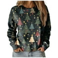 thumbnail image 3 of larppty 2025 Womens Ugly Christmas Sweaters Funny Cute Xmas Tree Tops Long Sleeve Crewneck Sweatshirts (Green, XXL), 3 of 7